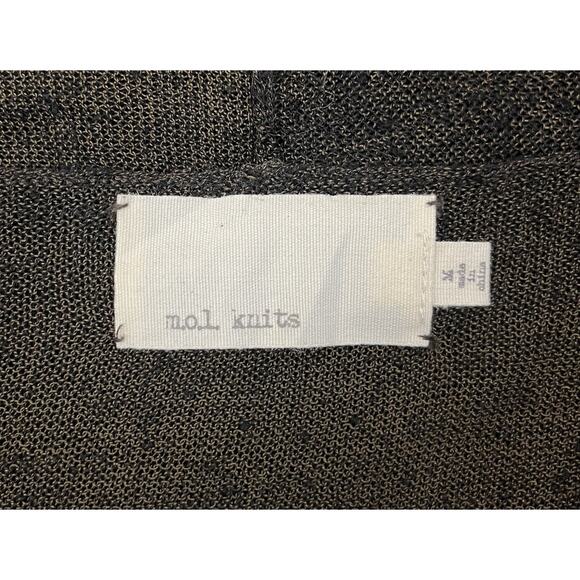 Mol Knits Linen Blend Brown Sweater Button Front Cowl Neck Sheer Size Medium - Picture 5 of 7